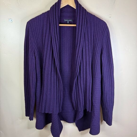 Eileen Fisher Sweaters - Eileen Fisher Womens Merino Wool Waterfall Cardigan Sweater Size Small Purple
